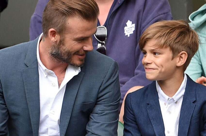  El hijo de David Beckham, Romeo, que se parece tanto a él, se eleva sobre su padre mientras se abrazan fuerte en una foto sincera.