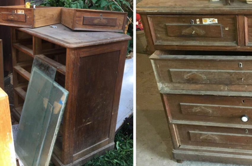  Encontré un viejo cómoda en la basura y la convertí en un elegante mueble vintage