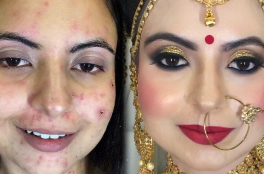 “Como Dos Personas Completamente Diferentes”: ¡Algunas Fotos de Chicas Indias Antes y Después del Maquillaje de Boda!