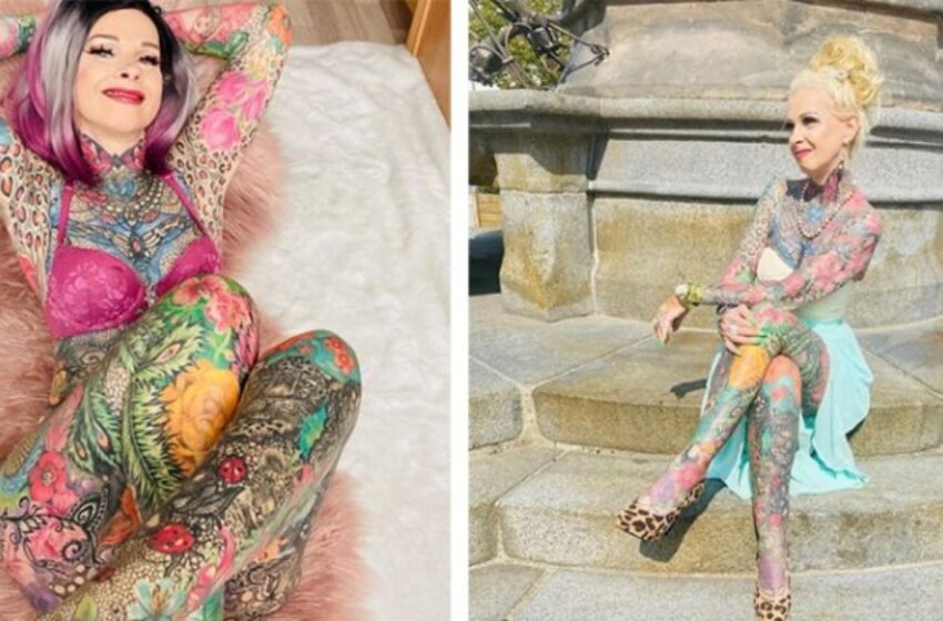 “Todo su cuerpo está cubierto de tatuajes de pies a cabeza”: La amante de los tatuajes de 56 años mostró cómo lucía antes de su increíble transformación
