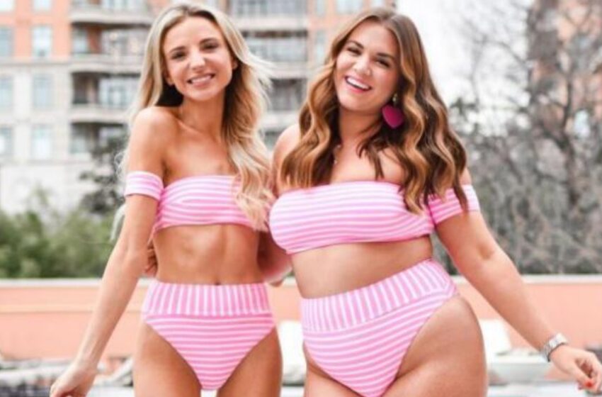 “La belleza viene en diferentes formas”: Dos amigas – una de talla grande y otra de talla XXS – se ponen bañadores iguales para demostrar que la belleza puede ser diferente.