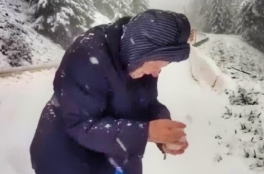  ¡Una mamá de 101 años derrite corazones al detener el coche solo para jugar en la nieve! ¡Mira el dulce momento!
