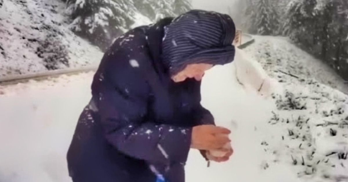¡Una mamá de 101 años derrite corazones al detener el coche solo para jugar en la nieve! ¡Mira el dulce momento!