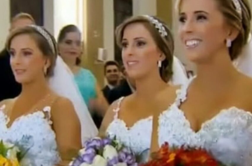 Hermanas trillizas idénticas se casan en una impresionante ceremonia triple: ¡El momento inolvidable!