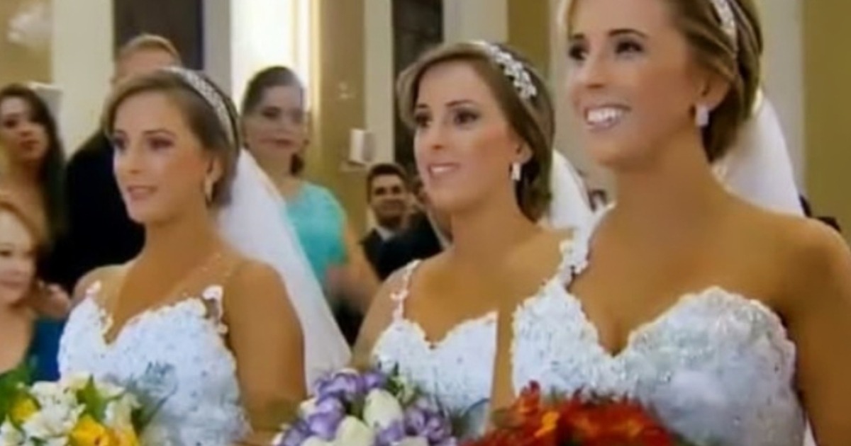 Hermanas trillizas idénticas se casan en una impresionante ceremonia triple: ¡El momento inolvidable!