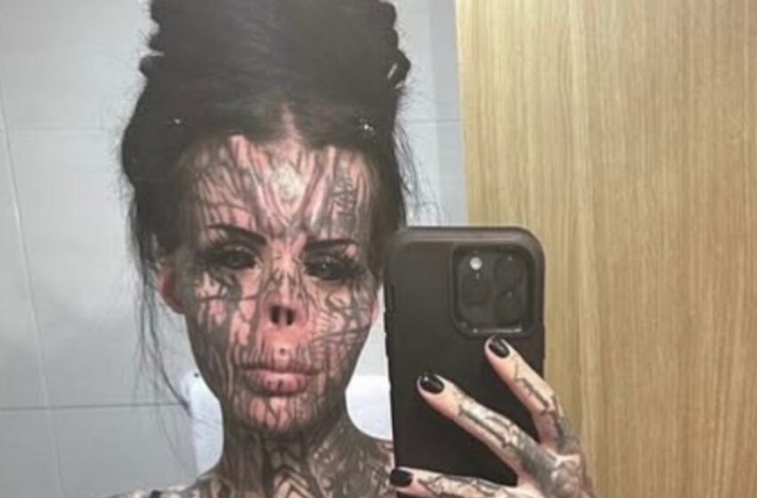 ¡Mujer tatuada que conserva su nariz en un frasco muestra impresionantes fotos del antes! ¡Mira las imágenes!