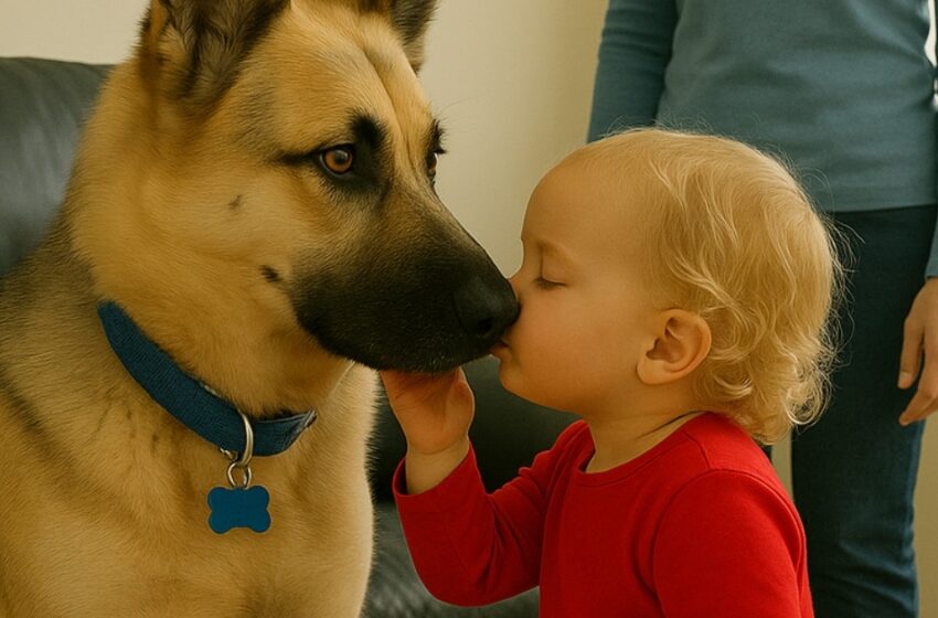  La niña besó al perro que se había convertido en su amigo más cercano. Lo que el perro hizo en respuesta hizo que el corazón de la madre se detuviera por un instante.
