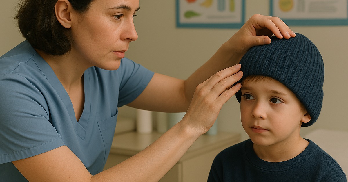La enfermera notó que un niño pequeño había estado usando su gorro de invierno durante más de un mes seguido. Al quitárselo, la mujer quedó boquiabierta de la sorpresa.