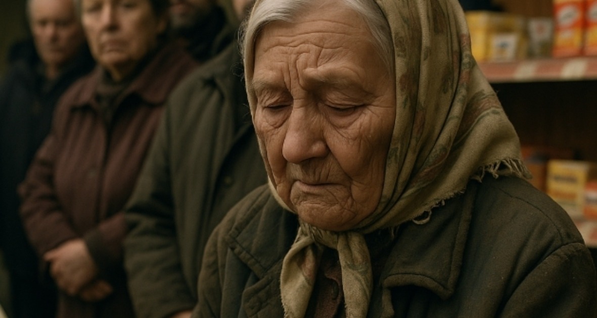 La abuelita que estaba en la caja contaba lentamente sus monedas, y el cajero no pudo contenerse. La fila quedó paralizada, asombrada por su reacción.