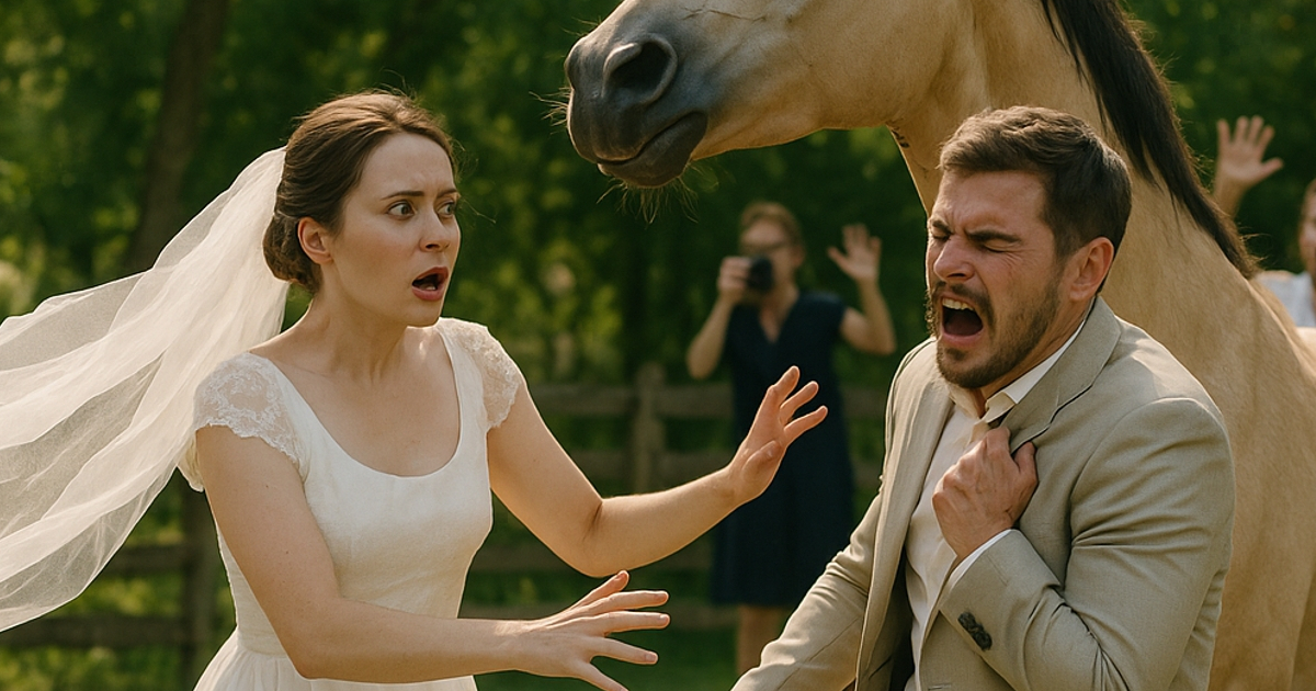 Durante una sesión de fotos de bodas, mi caballo de repente empezó a relincharle a mi novio y luego lo mordió: pensé que estaba loca, pero luego noté algo