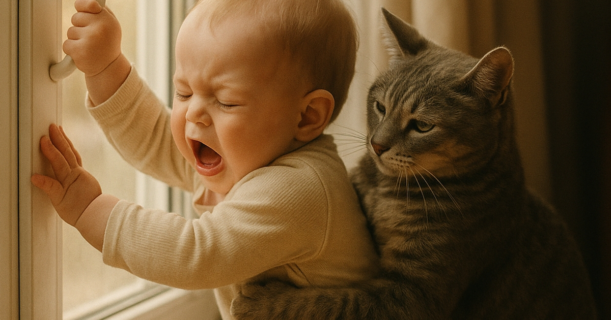 Segundos antes de la tragedia: el gato saltó… y salvó a un niño de caer por la ventana
