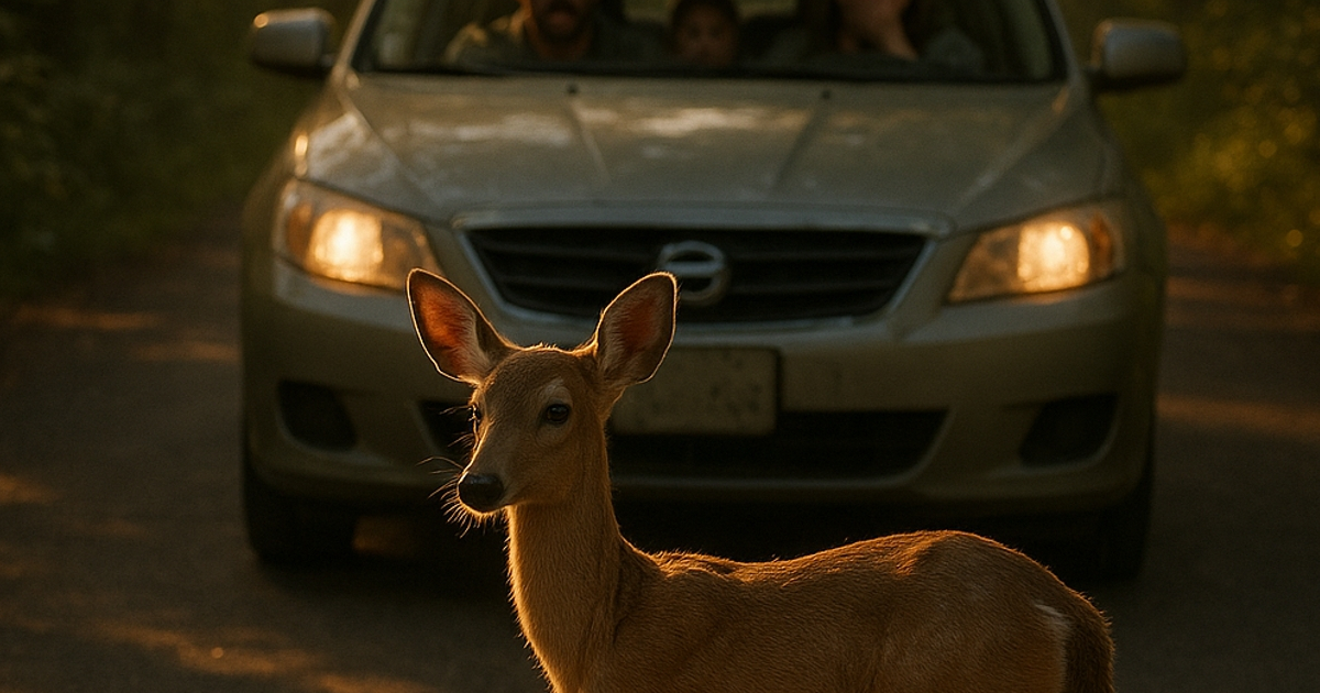 Un ciervo salió a la carretera bajo el cálido sol y, con una sola mirada, salvó a quienes ni siquiera comprendían el porqué. Una historia que conmueve hasta al alma más endurecida