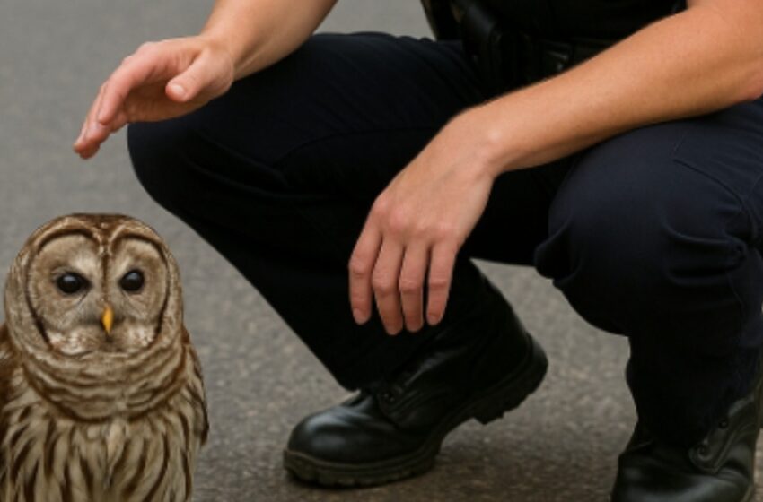 Un pequeño búho bloqueó la carretera y mostró a los policías algo que dejó sin aliento a todos los presentes.