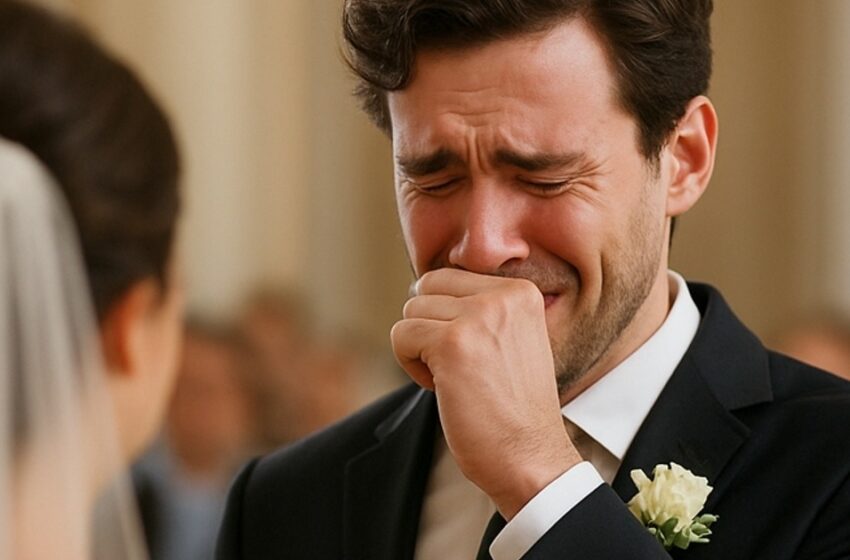  Durante la ceremonia de la boda, mientras la novia avanzaba hacia el altar, el novio percibió extraños susurros, se giró de repente, vio algo y, de pronto, rompió en llanto.