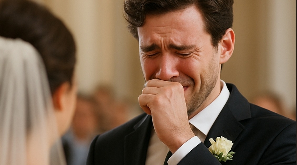 Durante la ceremonia de la boda, mientras la novia avanzaba hacia el altar, el novio percibió extraños susurros, se giró de repente, vio algo y, de pronto, rompió en llanto.