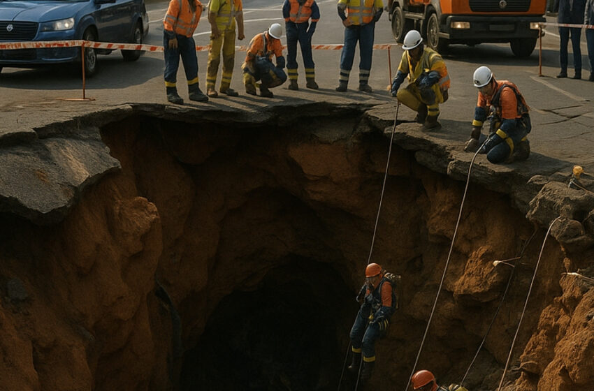  Un tramo de la carretera urbana se derrumbó en plena luz del día: cuando los especialistas descendieron al cráter, encontraron bajo tierra algo que había permanecido oculto a todos durante décadas.