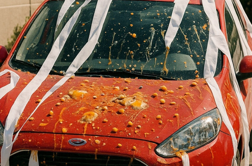  Mi vecino me tiró huevos al coche porque le tapé la decoración de Halloween. Le di un “regalo” que jamás olvidará