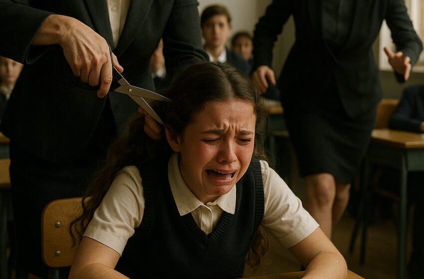  La maestra, al ver el cabello de la estudiante, lo cortó en plena clase  Lo que pasó después dejó a todos impactados