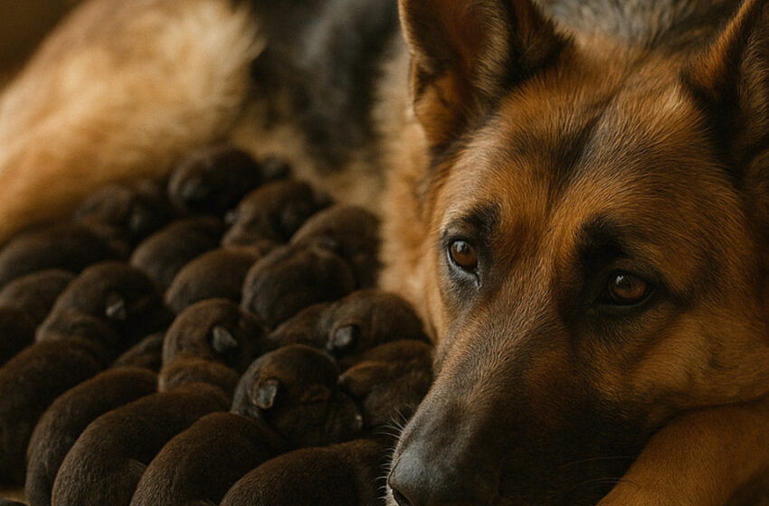  Un hombre encontró en la calle a una perra pastor alemán en avanzado estado de gestación. Pero cuando finalmente dio a luz, el veterinario se horrorizó al darse cuenta de que no eran cachorros comunes… sino algo completamente distinto.